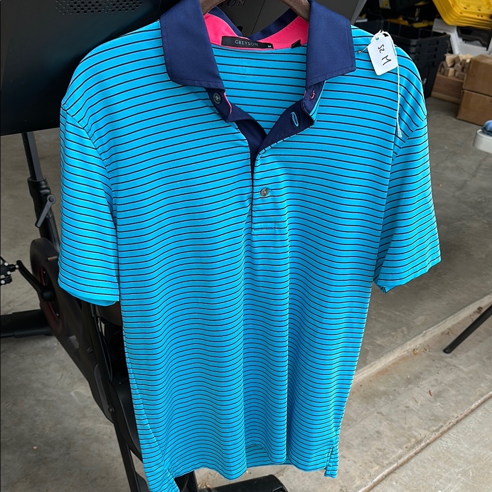 Greyson Blue Striped Polo Shirt
